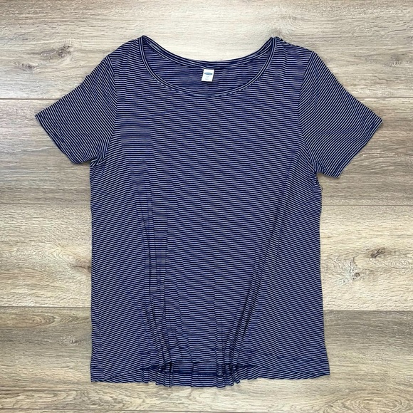 Old Navy Lux Striped T Shirt Large Navy White Stripe - Picture 2 of 8